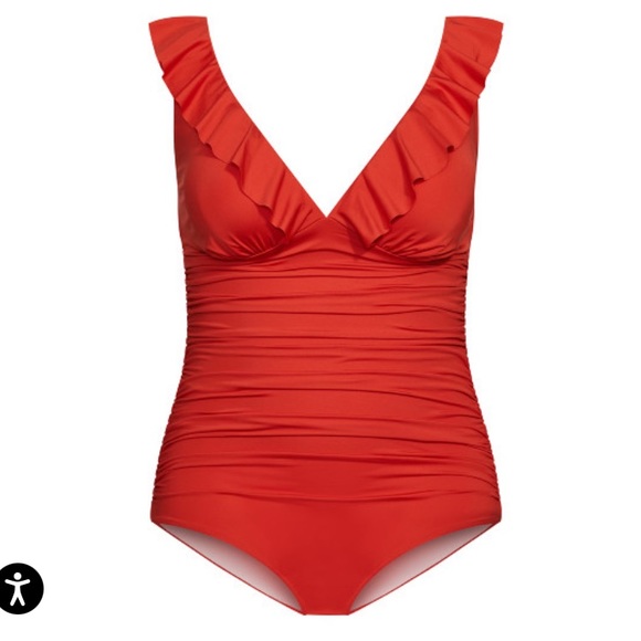 NWT City Chic LINOSA 1 PC Ruched Swim Suit - Grenadine - Picture 4 of 9